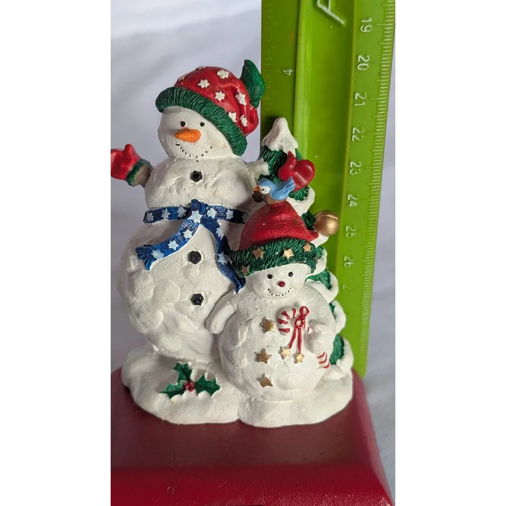Potpourri Designs 1995 Snowman Fam. Handpainted Stocking Hanger Adjustable Hook